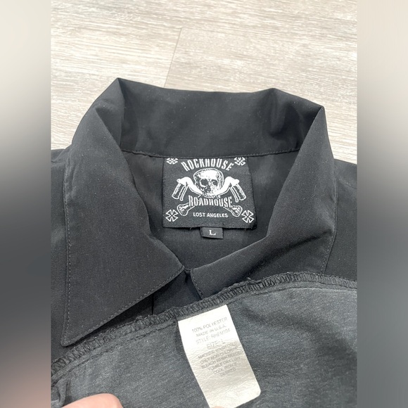 Vintage Rockhouse Roadhouse Lost Angeles Skull Helmet Biker Shirt size Large - Picture 6 of 6